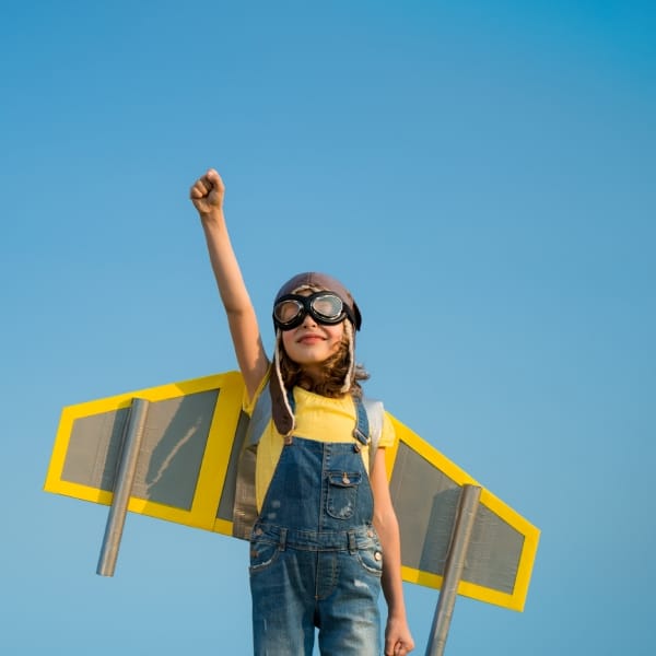 A girl with a jetpack