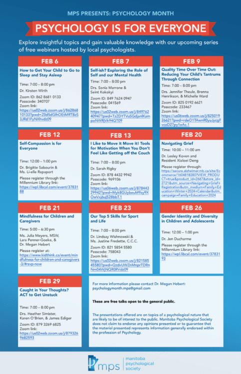 Psychology Month Schedule